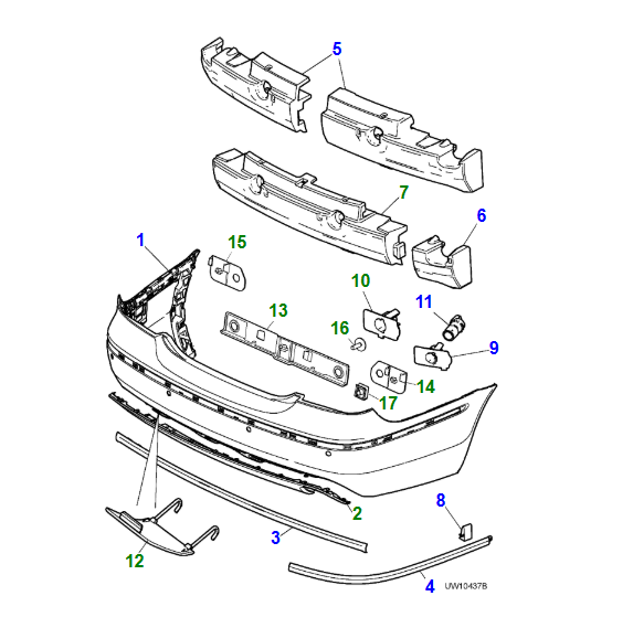 Sports Trim Primed Centre Rear Bumper Finisher - XR847568XXX